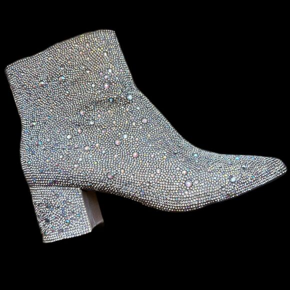 Betsey Johnson Kyla Rhinestone Ankle Boot Bootie Women 7.5 Sparkle Dazzle - Picture 1 of 16